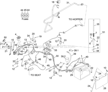 Electrical Assembly Diagram and Parts List for NV730EKC (312000000-312999999)(2012) Exmark Lawn Mower