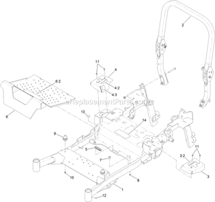 Main Frame Assembly Diagram and Parts List for LZS80TDYM72RW0 (402082300-404314158)(2018) Exmark Lawn Mower