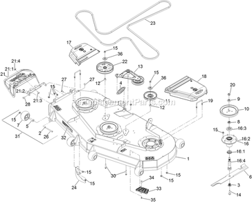 Deck Assembly Diagram and Parts List for LZX980EKC726W0 (411294212-999999999)(2022) Exmark Lawn Mower