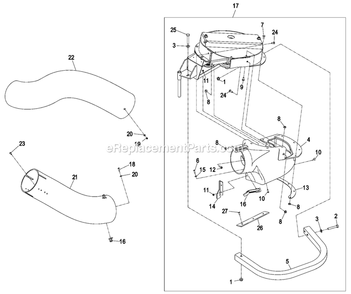 Blower Assembly (4) Diagram and Parts List for LHPUV5256 (850000-And Higher)(2010) Exmark Lawn Tractor Accessories