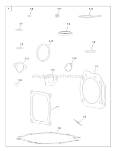 Gasket And Seal Kit Diagram and Parts List for QTS452CEM34200 (316000000-399999999)(2016) Exmark Lawn Mower