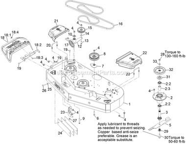 Deck Assembly Diagram and Parts List for VTX651KA484 (313000000-313999999)(2013) Exmark Lawn Mower
