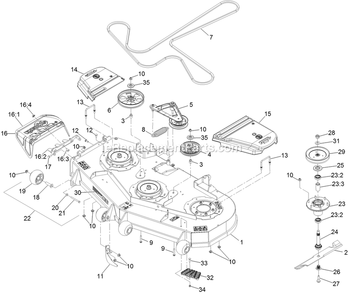 Deck Assembly Diagram and Parts List for LZE751CKA604A1 (402082300-404314158)(2018) Exmark Lawn Mower