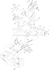 Deck Lift Assembly Diagram and Parts List for STS651GKA48400 (406294345-408644345)(2020) Exmark Lawn Mower