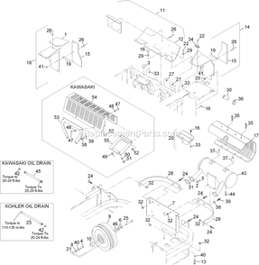 Engine Deck Group (2) Diagram and Parts List for LZ28KA665 (670000-719999)(2007) Exmark Lawn Mower