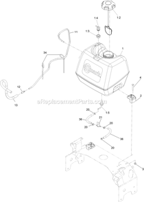 Fuel Assembly Diagram and Parts List for TTX650EKC52400 (316000000-399999999)(2016) Exmark Lawn Mower