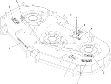 Deck With Decals Assembly Diagram and Parts List for STS730GKA60400 (406294345-408644345)(2020) Exmark Lawn Mower