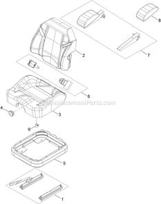Seat With Tracks Assembly Diagram and Parts List for LZX940KC726 (312000000-312999999)(2012) Exmark Lawn Mower