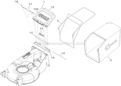 Bag And Door Assembly Diagram and Parts List for ECS180GKA21000 (400000000-402082299)(2017) Exmark Lawn Mower