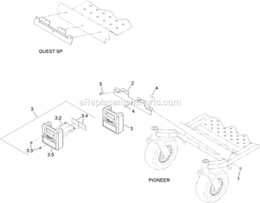 Weight Assembly Diagram and Parts List for 116-3001 (406294345-408644345)(2020) Exmark Lawn Tractor Accessories