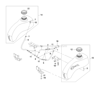 Fuel Group Diagram and Parts List for PHZ19KA344CA (720000-789999)(2008) Exmark Lawn Mower