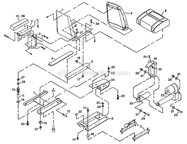 Seat Assembly And Lift Actuator Diagram and Parts List for TR-20KC (102000-114999)(1995) Exmark Lawn Mower