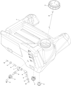 Sprayer Tank Assembly Diagram and Parts List for SSS270CSB00000 (402082300-404314158)(2018) Exmark Sprayer