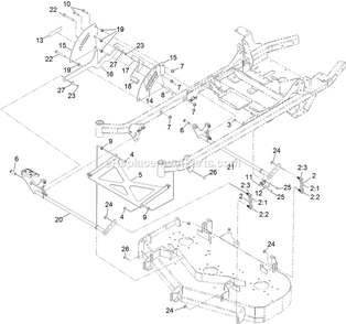 Deck Lift Assembly Diagram and Parts List for PNS680KC523 (312000000-312999999)(2012) Exmark Lawn Mower