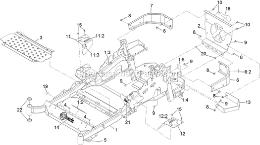 Main Frame Assembly Diagram and Parts List for LZE751CKA524A2 (400000000-402082299)(2017) Exmark Lawn Mower