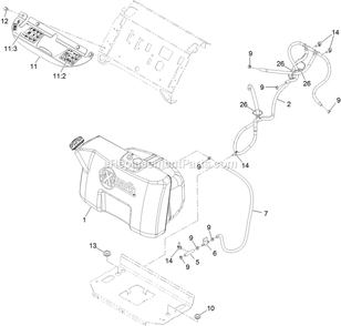 Fuel Tank Assembly (1) Diagram and Parts List for VTS740EKC604 (314000000-314999999)(2014) Exmark Lawn Mower