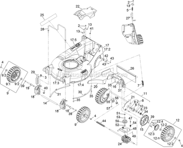 Deck And Wheel Assembly Diagram and Parts List for ECX160CHN21000 (404314159-406294344)(2019) Exmark Lawn Mower