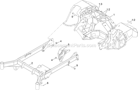 Main Frame Assembly Diagram and Parts List for STS730AKC52400 (406294345-408644345)(2020) Exmark Lawn Mower