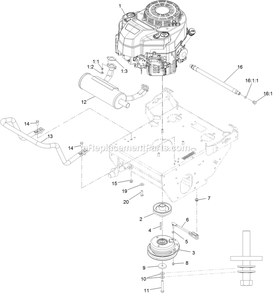 Engine Assembly Diagram and Parts List for TTS600GKA483E0 (402082300-404314158)(2018) Exmark Lawn Mower