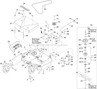 Deck Assembly Diagram and Parts List for MGS481GKA322P0 (402082300-404314158)(2018) Exmark Lawn Mower