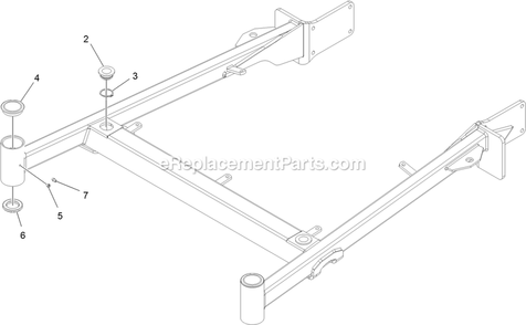 Front Frame Assembly Diagram and Parts List for TTX650EKC52400 (406294345-408644345)(2020) Exmark Lawn Mower