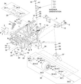 Main Frame Assembly Diagram and Parts List for NV730EKC48 (313000000-313999999)(2013) Exmark Lawn Mower