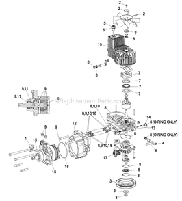 Hydraulic Group (2) Diagram and Parts List for LZZ29KCE606 (850000-919999)(2010) Exmark Lawn Mower