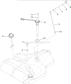 Fuel Tank Assembly Diagram and Parts List for LZE740KC604 (312000000-312999999)(2012) Exmark Lawn Mower
