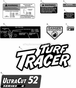 Decals Diagram and Parts List for FMD524 (313000000-313999999)(2013) Exmark Lawn Mower