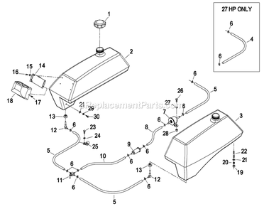 Fuel Group (2) Diagram and Parts List for LZ23KA604 (260000-319999)(2001) Exmark Lawn Mower