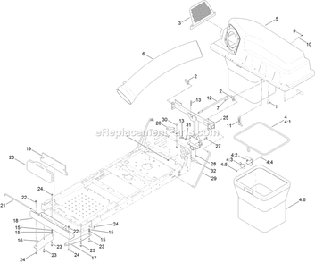 Frame And Bag Assembly Diagram and Parts List for 126-7506 (316000000-399999999)(2016) Exmark Lawn Tractor Accessories