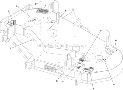 Deck With Decals Assembly Diagram and Parts List for PNE651KA482 (314000000-314999999)(2014) Exmark Lawn Mower