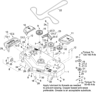 Deck Assembly Diagram and Parts List for PNS651KA483 (314000000-314999999)(2014) Exmark Lawn Mower