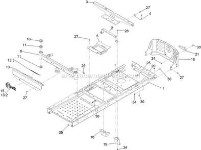 Main Frame Assembly Diagram and Parts List for QTE708GEM42200 (400000000-402082299)(2017) Exmark Lawn Mower