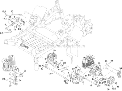 Park Brake Assembly Diagram and Parts List for LZX980EKC96RW0 (406294345-408644345)(2020) Exmark Lawn Mower