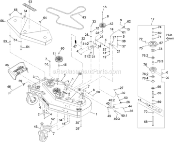 Deck Assembly Diagram and Parts List for VHS481GKA48300 (400000000-402082299)(2017) Exmark Lawn Mower