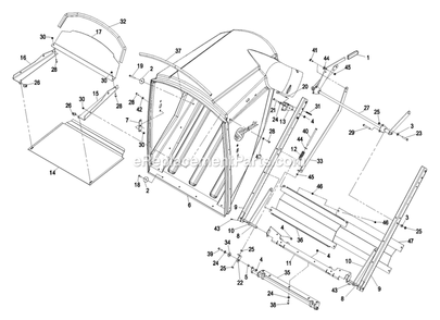 Hopper And Frame Diagram and Parts List for FRCK724 (670000-719999)(2007) Exmark Lawn Tractor Accessories