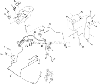 Electrical Assembly Diagram and Parts List for LZS730EKC524 (314000000-314999999)(2014) Exmark Lawn Mower