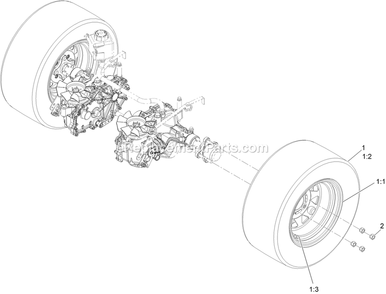 Rear Wheel Assembly Diagram and Parts List for RAE691GKA48C00 (408644346-999999999)(2021) Exmark Lawn Mower