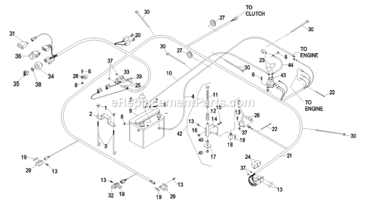 Electrical Group (1) Diagram and Parts List for LCT5219KA (440000-509999)(2004) Exmark Lawn Mower