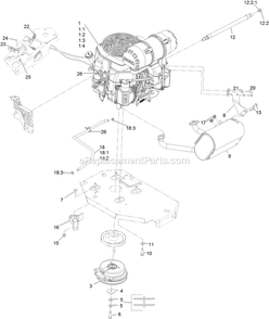Engine Assembly Diagram and Parts List for LZE742GKC604A3 (404314159-406294344)(2019) Exmark Lawn Mower