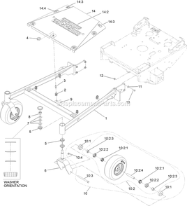 Frame Assembly Diagram and Parts List for TTX650EKC52400 (316000000-399999999)(2016) Exmark Lawn Mower