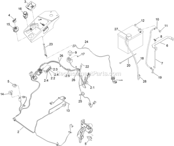 Electrical Assembly Diagram and Parts List for LZE740EKC604 (314000000-314999999)(2014) Exmark Lawn Mower