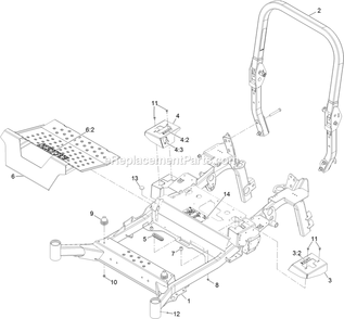 Main Frame Assembly Diagram and Parts List for LZS80TDYM604W0 (402082300-404314158)(2018) Exmark Lawn Mower