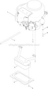 Engine And Muffler Assembly Diagram and Parts List for QZE600CKA42200 (404314159-406294344)(2019) Exmark Lawn Mower
