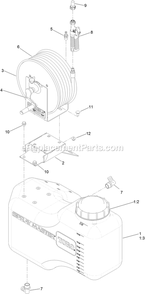 Tank Hose Reel Assembly Diagram and Parts List for 34233 406912824-999999999 Exmark Sprayer