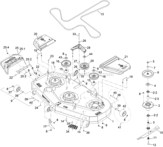 Deck Assembly Diagram and Parts List for RAX730GKA604A3 (408644346-411294211)(2021) Exmark Lawn Mower