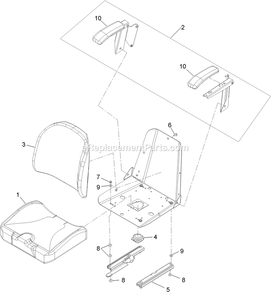 Seat With Track Assembly Diagram and Parts List for QT24KA501 (920000-999999)(2011) Exmark Lawn Mower
