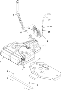 Fuel Tank Mounting Assembly Diagram and Parts List for LZS23KC524 (920000-999999)(2011) Exmark Lawn Mower