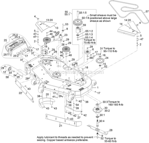 Deck Assembly Diagram and Parts List for LZS902DKU605A1 (316000000-399999999)(2016) Exmark Lawn Mower